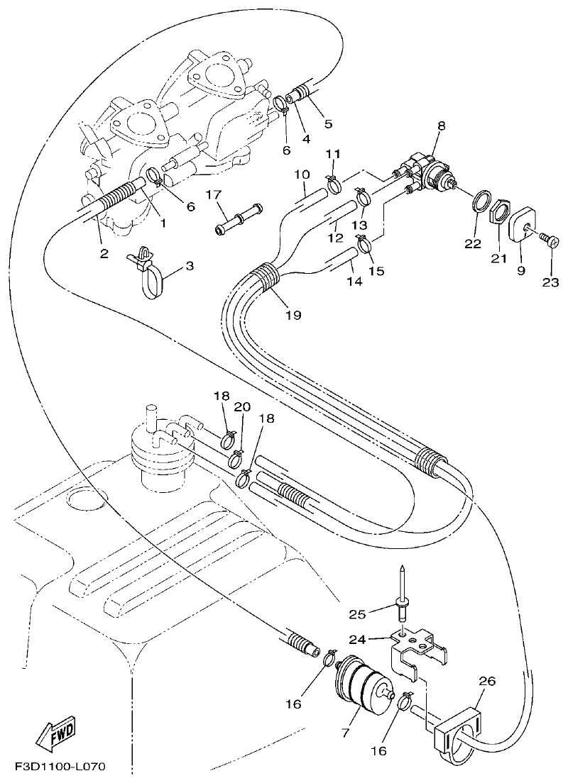 Yamaha F3D3 FUEL parts diagram